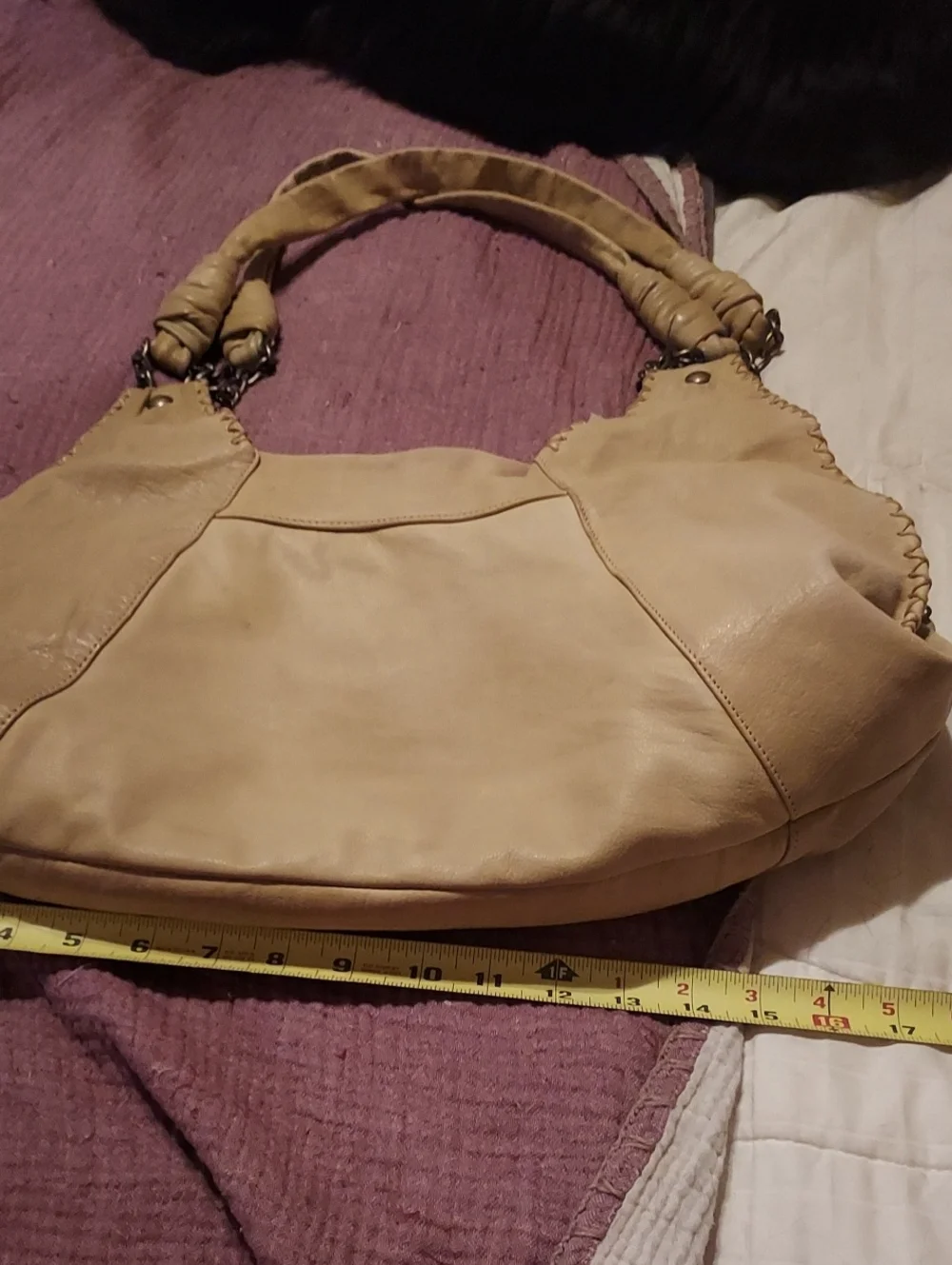 ***Cleaned With Leather Cleaner & Color Faded***Italian Leather Bag Maritza - Picture 5 of 9